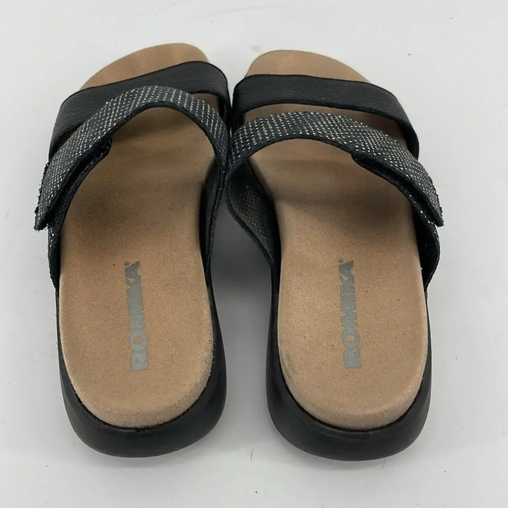 NWOT Romika Borneo leather two strap comfort slide sandals sz 38